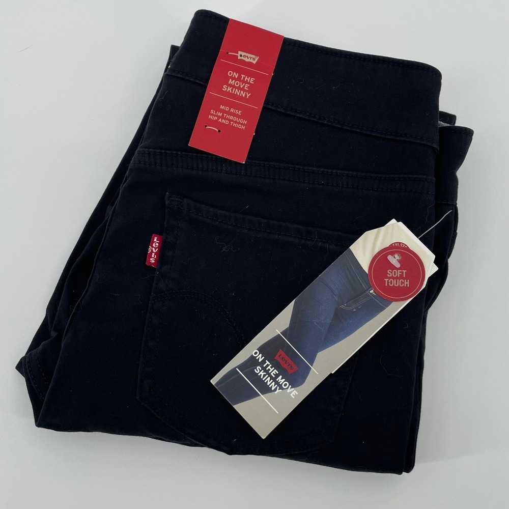 Levis On The Move Skinny Pants Women's Size 28x28 Black Mid Rise NEW